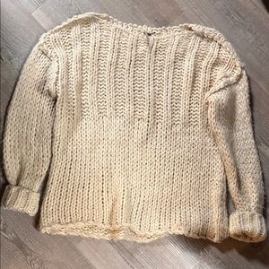 NWT Free People Ronda Pull Over Tunic Beige Chunky Knit Sweater